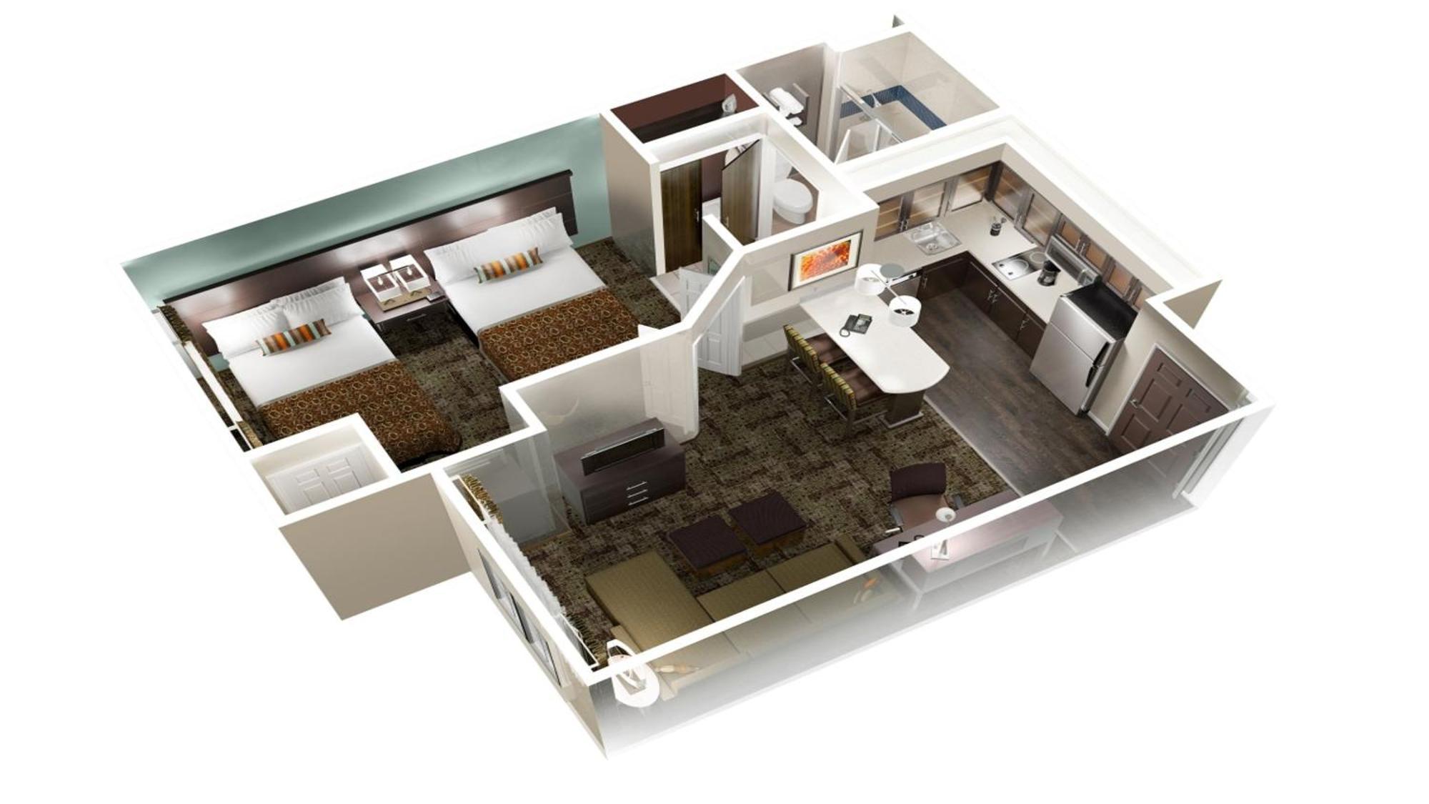Suite met 1 Slaapkamer en 2 Tweepersoonsbedden