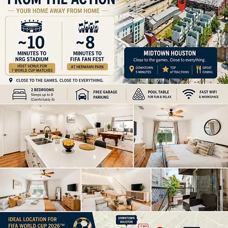 Luxe 3 Story Townhome With Downtown View Near Nrg Stadium Centrally Located Walkable To Popular Restaurants Sleeps 8-2